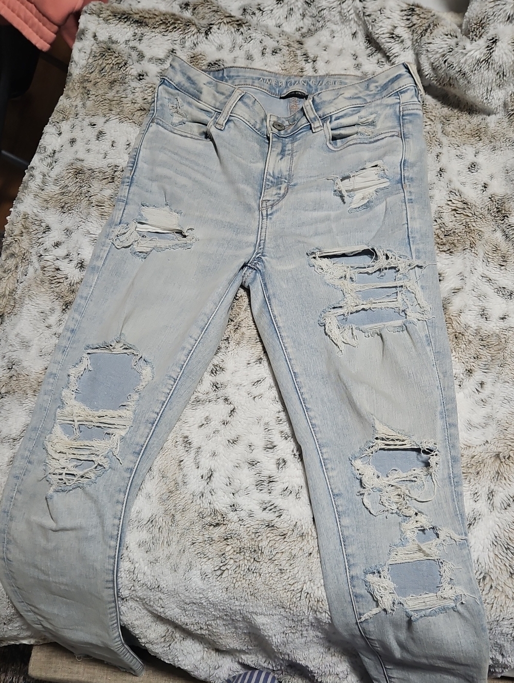 American Eagle Jegging Distressed Skinny Jeans in Blue Size 6